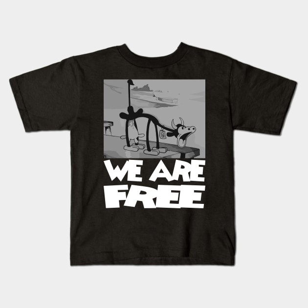 Steamboat Willie. We Are Free Kids T-Shirt by Megadorim